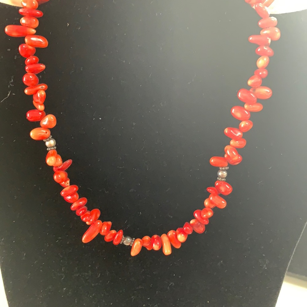 Red Coral Necklace with silver